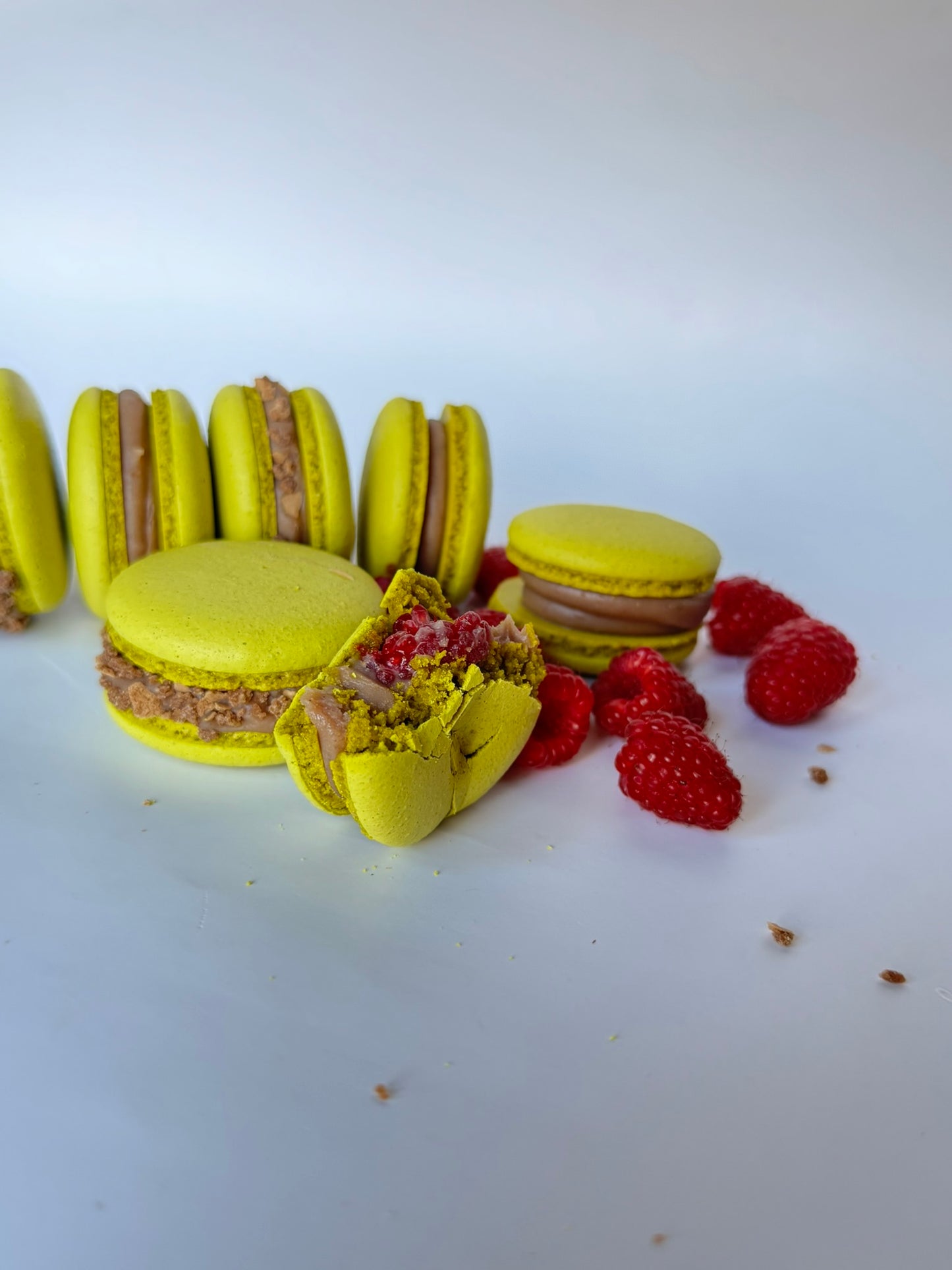 Pistachio Raspberry Macarons